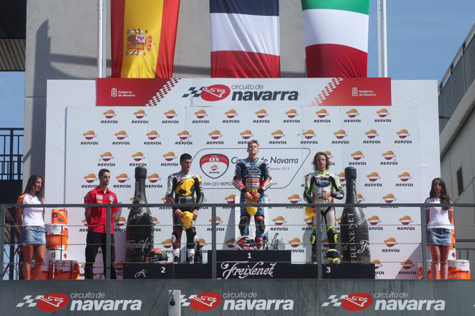 Cev Moto3 Navarra. Il microfono al podio