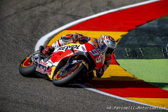 MotoGP Aragon, Warm Up: Marquez si conferma al Top, Rossi è settimo