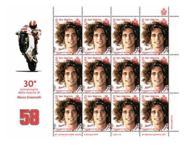 MotoGP: Un francobollo per ricordare Marco Simoncelli