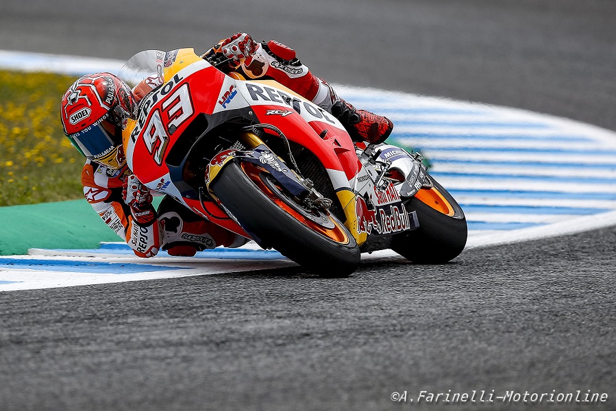MotoGP Jerez: Marquez, “Ho rischiato di cadere 2 volte, ho visto Vinales e Vale dietro e ho preferito non rischiare”