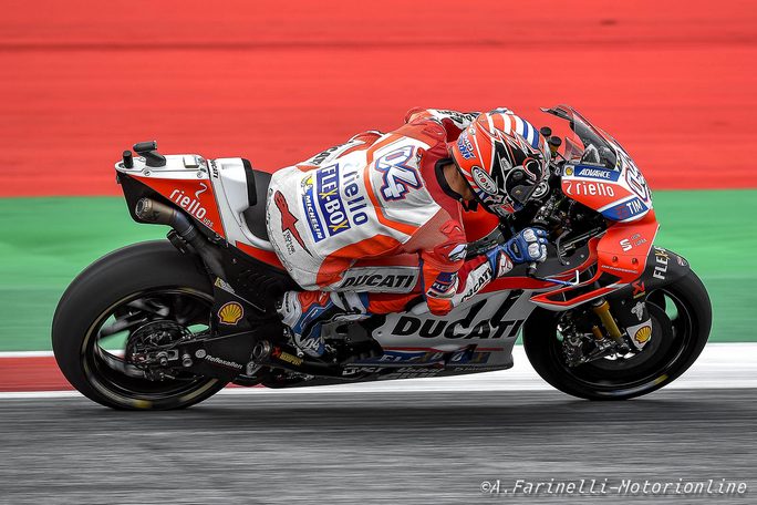 MotoGP Austria, Warm Up: Dovizioso porta la Ducati in vetta, Rossi è sesto
