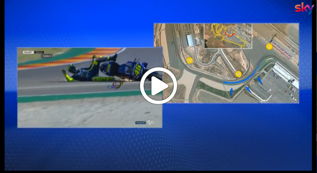 MotoGP | Gp Aragon: La caduta di Valentino Rossi [VIDEO]