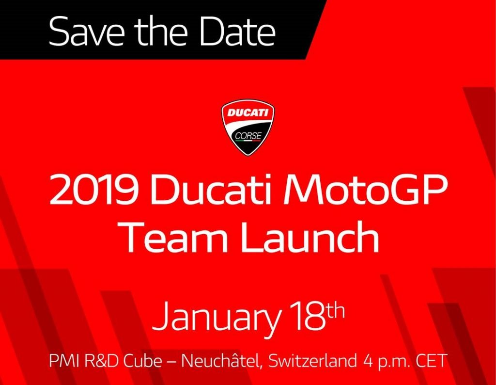 MotoGP | Ducati presenterà la nuova moto il 18 gennaio