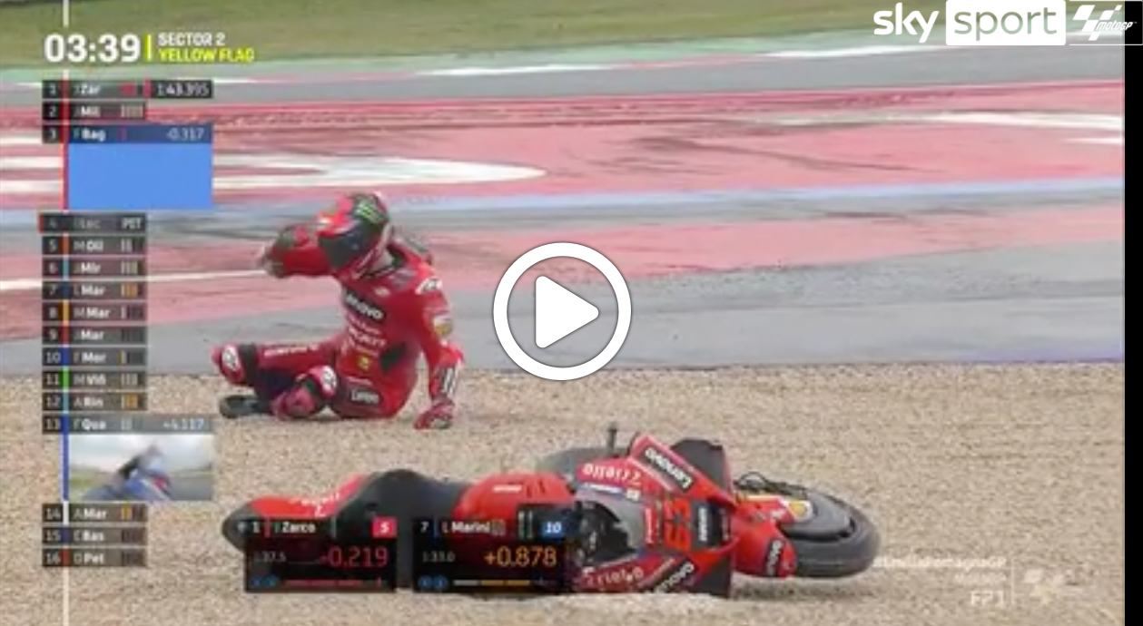 MotoGP | GP Misano 2, la caduta di Bagnaia nelle FP1 [VIDEO]
