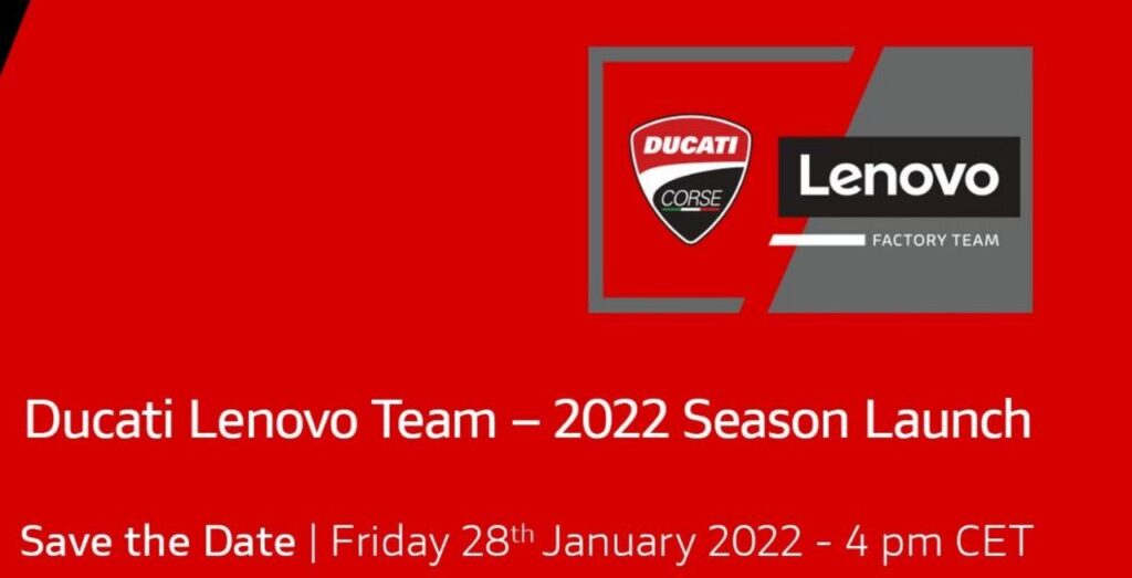 MotoGP | Ducati 2022: la presentazione in streaming il prossimo 28 gennaio