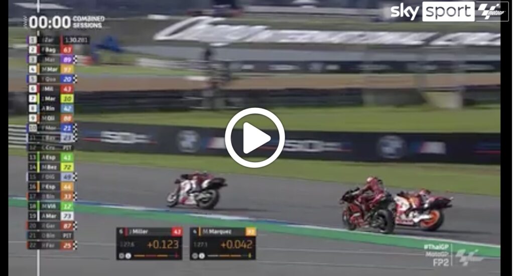 MotoGP | GP Thailandia, incomprensione tra Marquez e Miller nelle Libere 2 a Buriram [VIDEO]