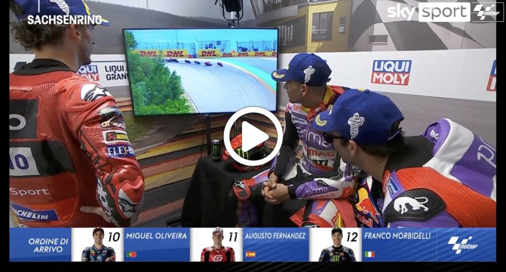 MotoGP | Gp Germania, il pre-podio con Martin, Bagnaia e Zarco [VIDEO]