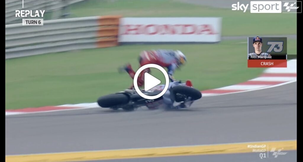 MotoGP | Alex Marquez, brutto highside nelle qualifiche del GP India [VIDEO]