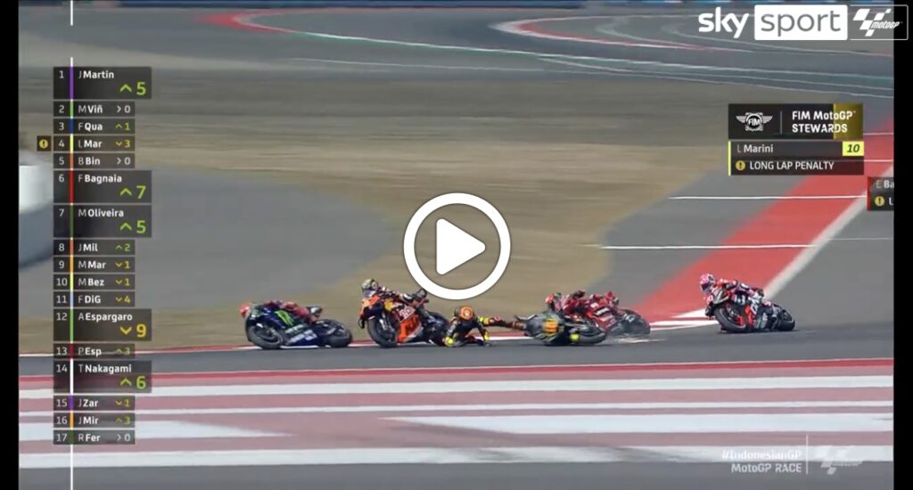 MotoGP | Marini, contatto con Binder e ritiro nel GP Indonesia [VIDEO]