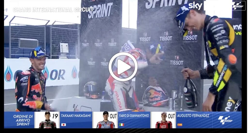 MotoGP | Sprint GP Thailandia, la festa sul podio di Martin, Binder e Marini  [VIDEO]