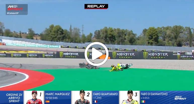 MotoGP | GP Barcellona, Morbidelli cade e coinvolge Martin [VIDEO]