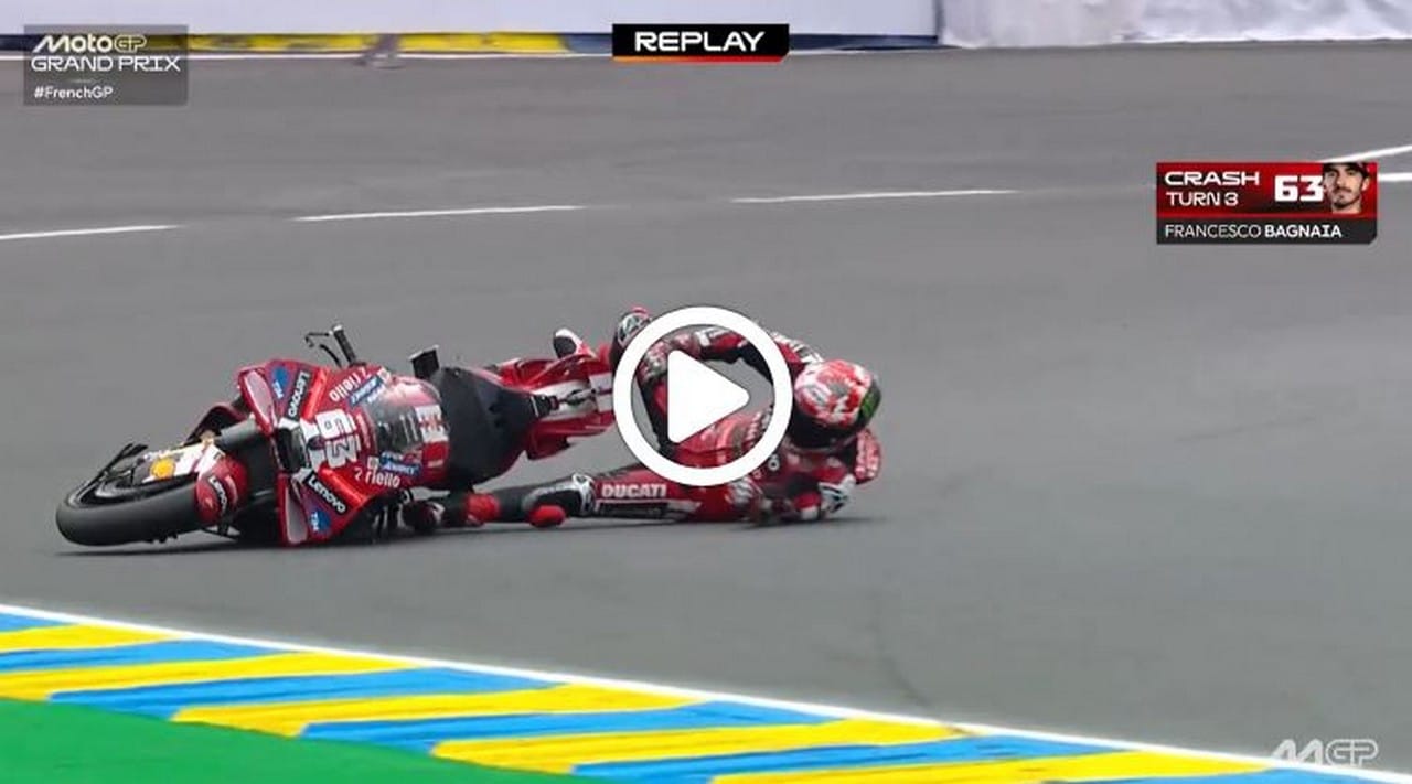 MotoGP | GP Le Mans Gara: la caduta di Bagnaia [VIDEO]