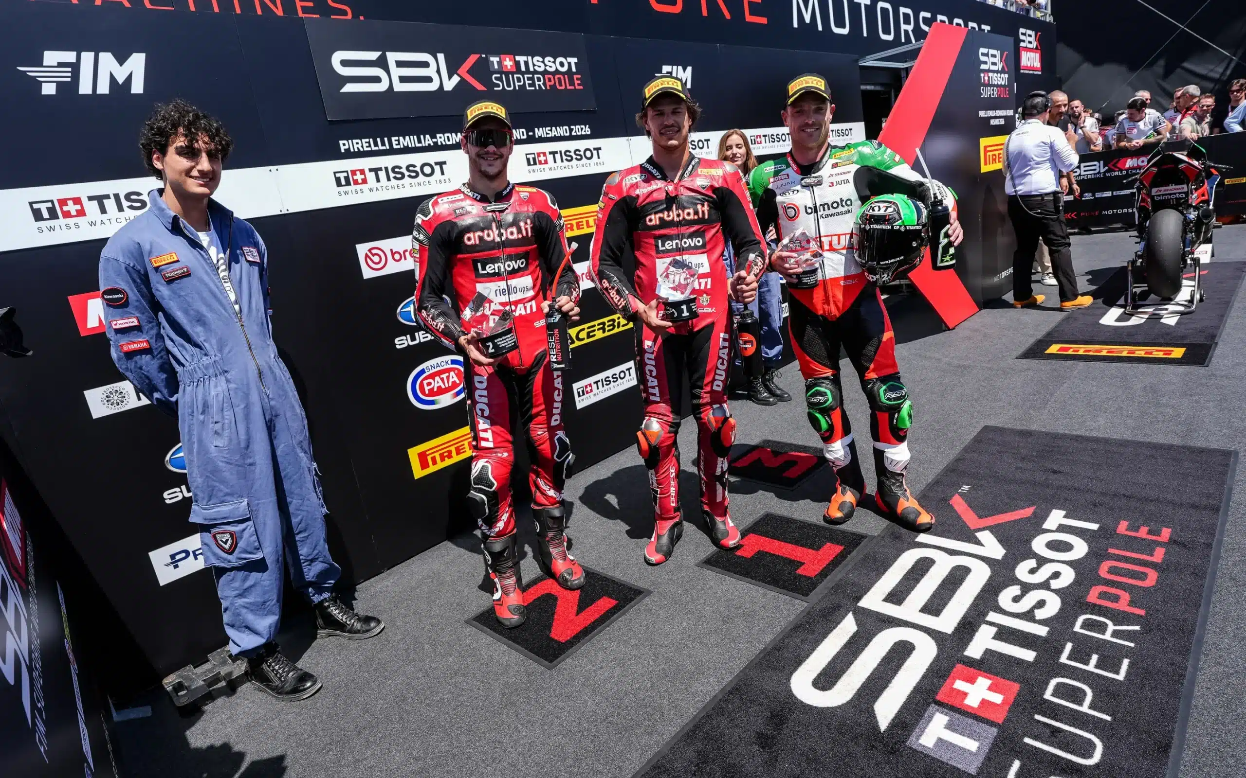 SBK | Gp Misano Superpole: primo Bulega che batte ancora una volta Lecuona e ritocca il suo record. Terzo Alex Lowes